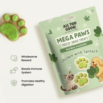 All Too Good  Mega Paws Freeze-Dried Treats Chic w/Spinach 54g